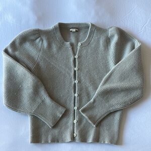 J.Crew Cashmere Puff-Sleeve Cardigan (Size M)